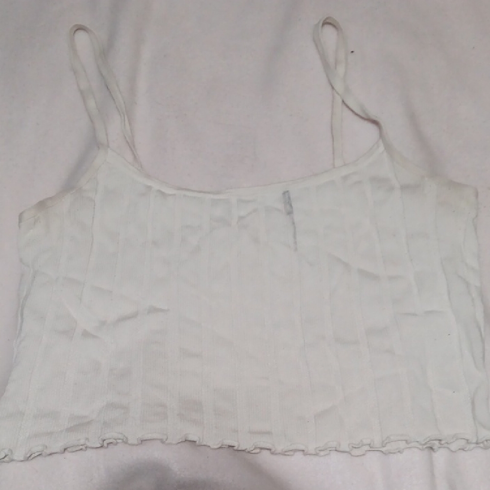 White Ribbed Women's Top